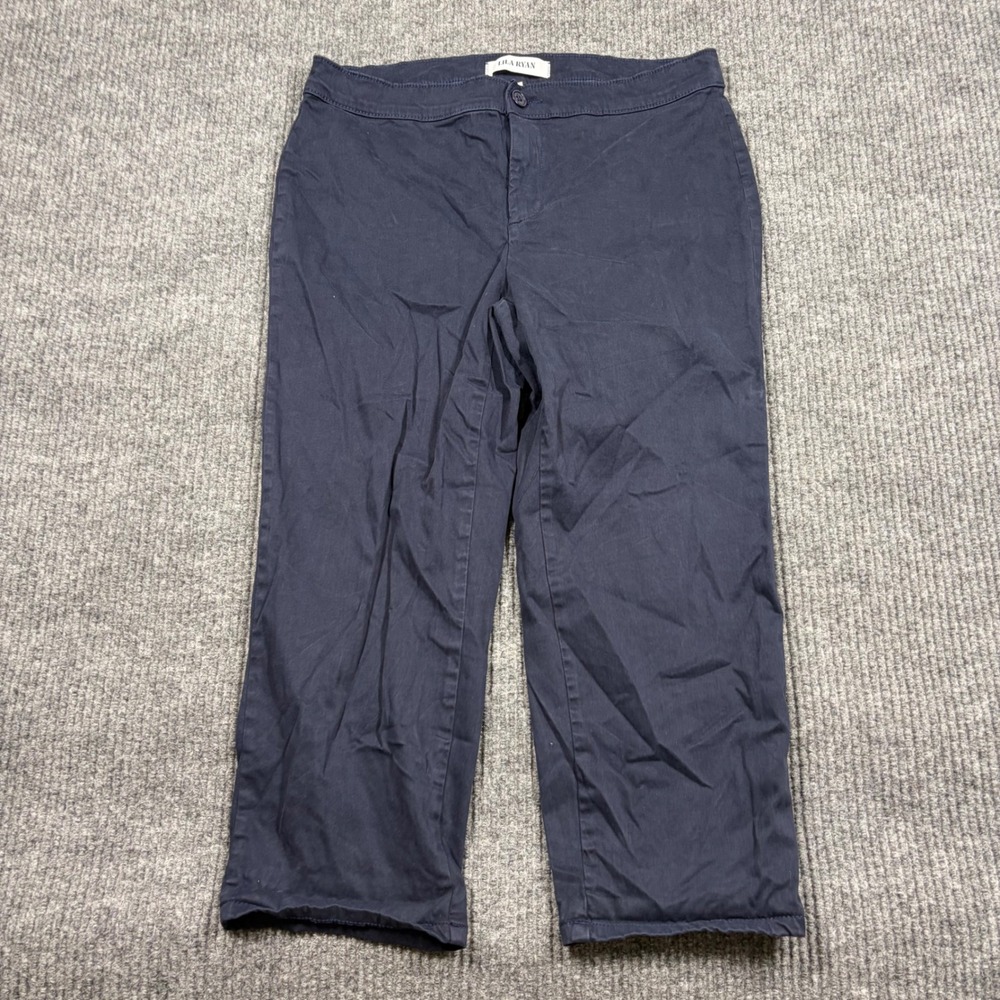 Lila Ryan Pants Womens 10 Navy Blue Straight Leg Crop